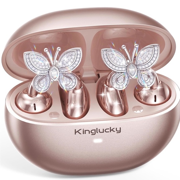 Other - Kinglucky Rose Gold Butterfly Wireless Earbuds